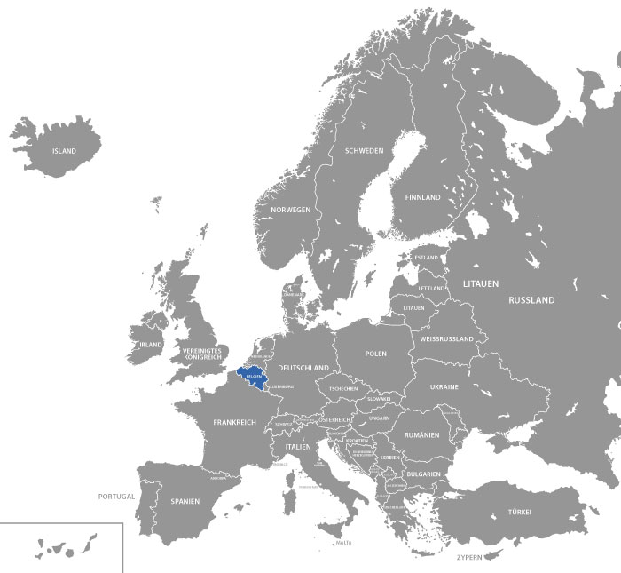 Belgien auf der Europakarte
