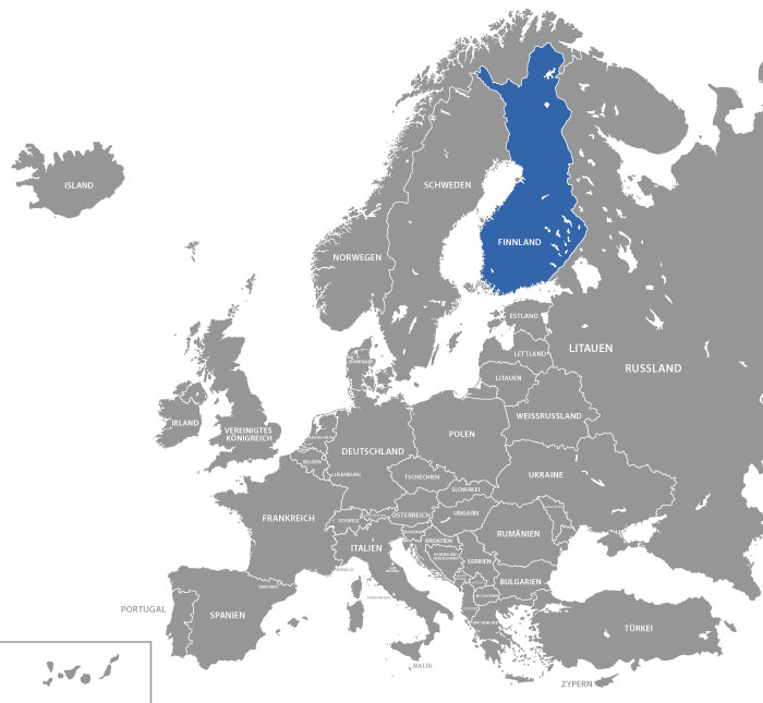 Finnland auf der Europakarte
