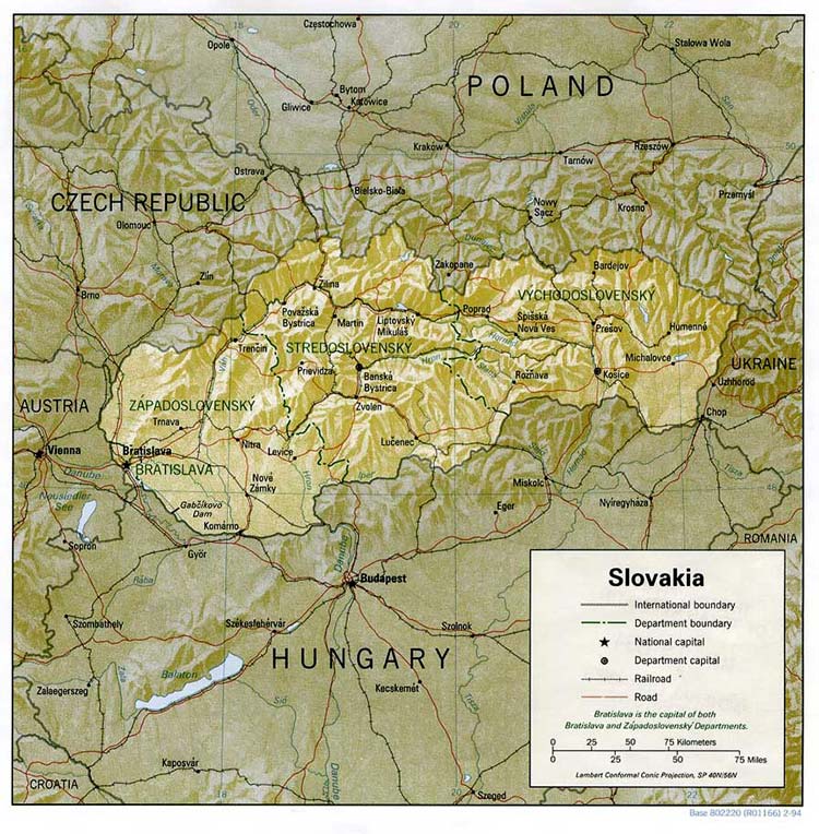 Geografische Karte Slowakei