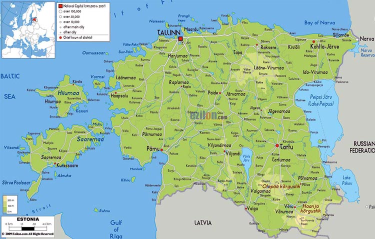 Geografische Karte von Estland