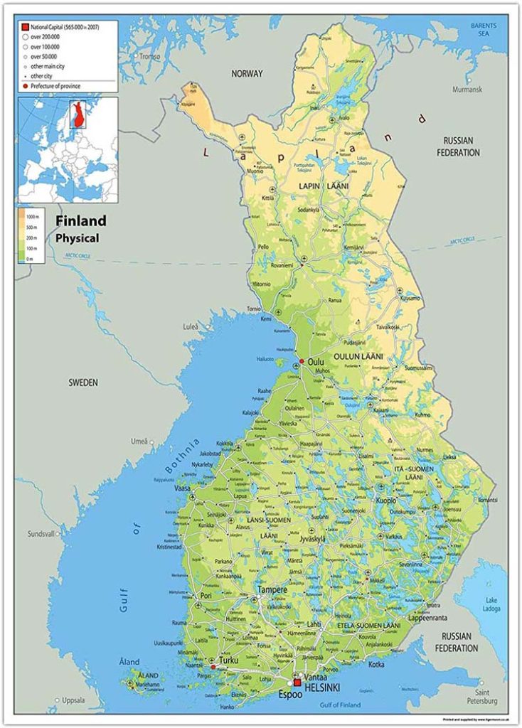 Geografische Karte von Finnland
