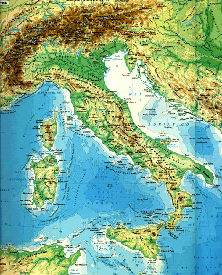 Geografische Karte Italien