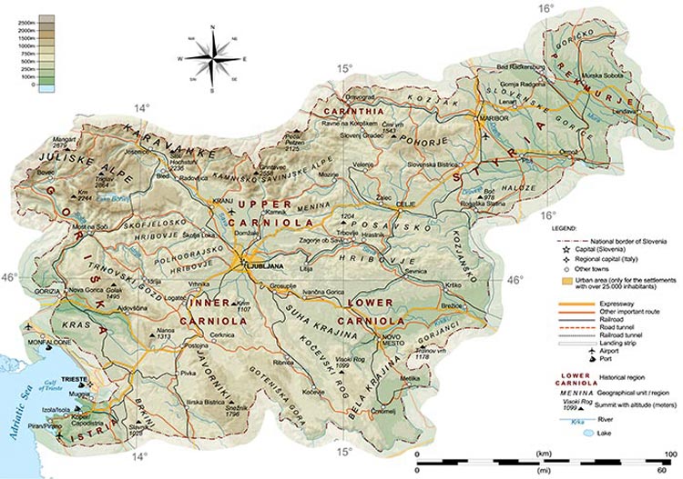 Geografische Karte Slowenien