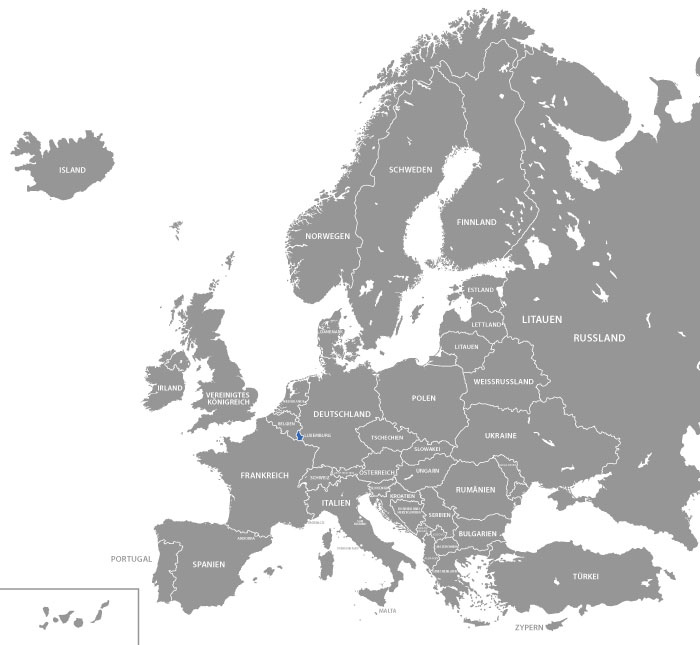 Luxemburg auf der Europakarte