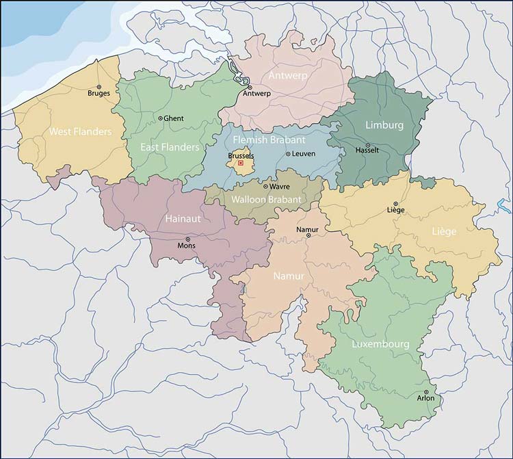 Politische Karte Belgien