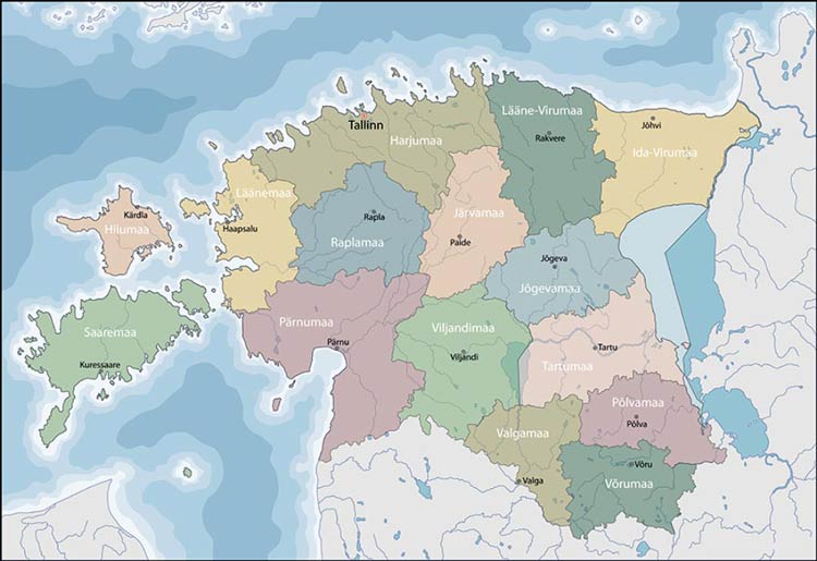 Politische Karte von Estland