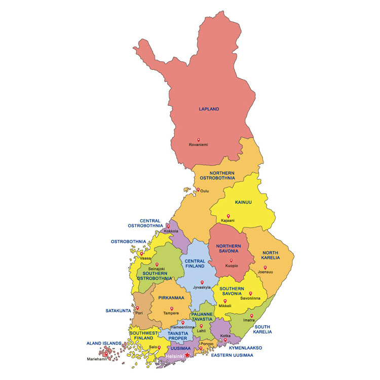 Politische Karte von Finnland