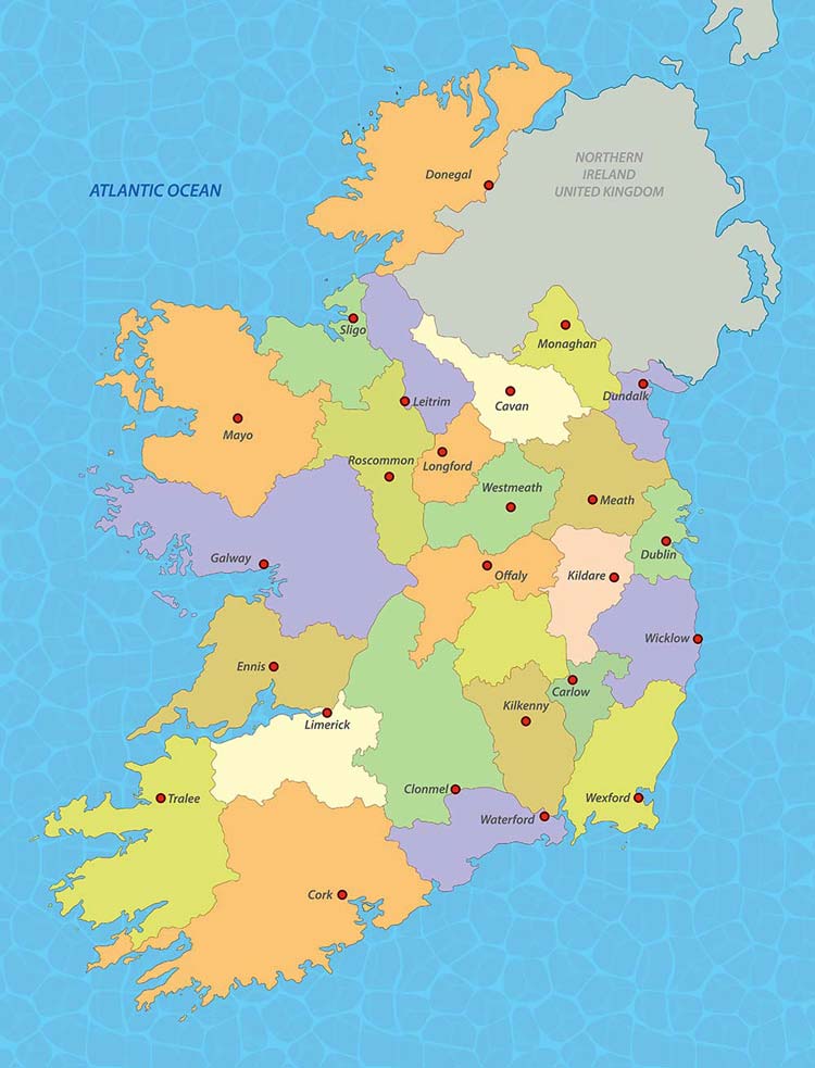 Politische Karte von Irland