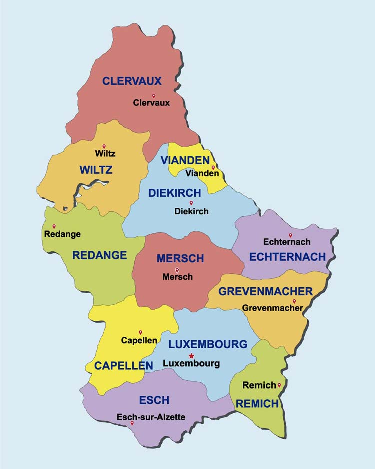 Politische Karte Luxemburg