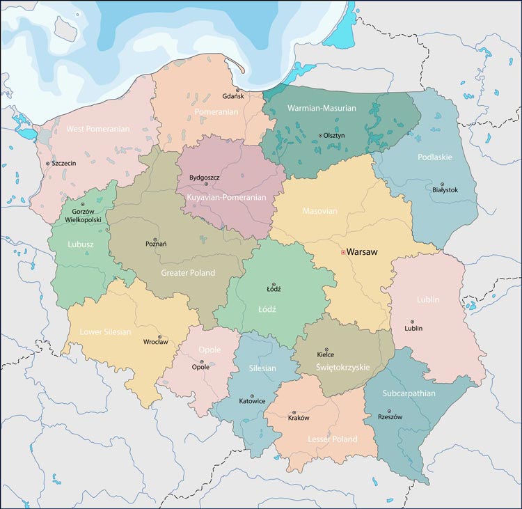 Politische Karte Polen