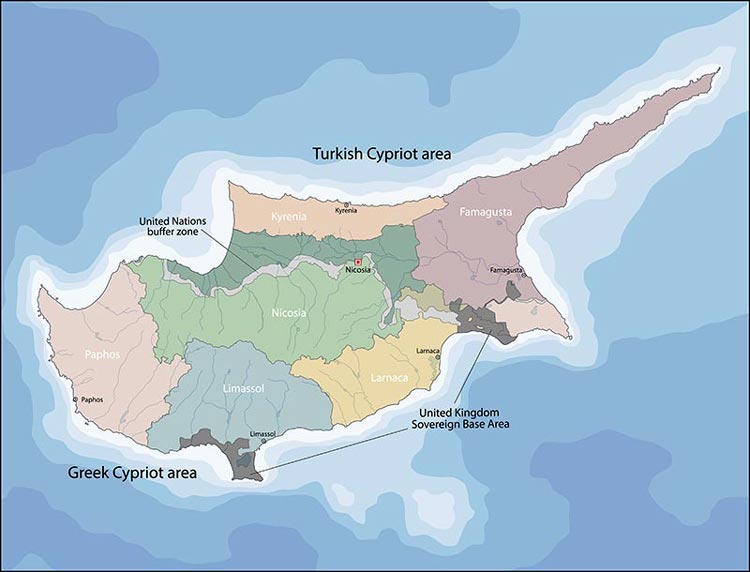 Politische Karte Zypern