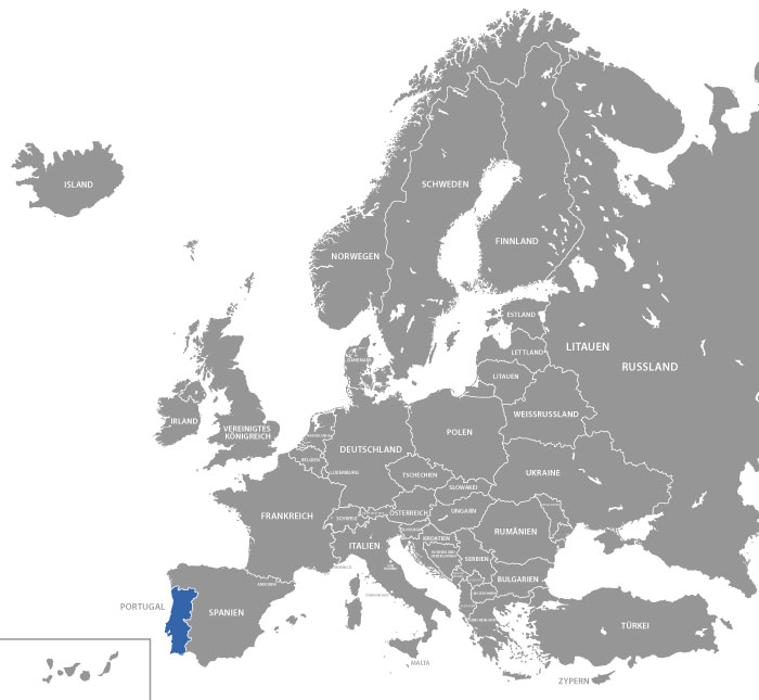Portugal auf der Europakarte