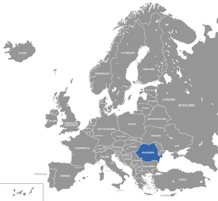 Rumaenien auf der Europakarte