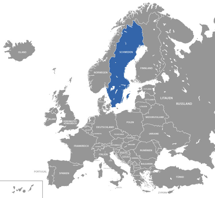 Schweden auf der Europakarte
