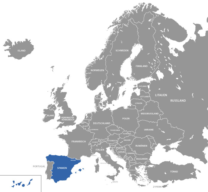 Spanien auf der Europakarte