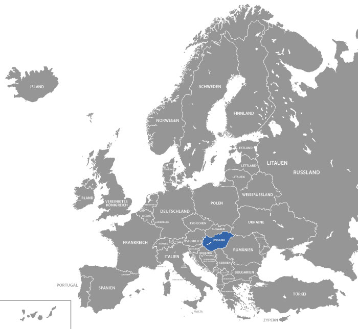 Ungarn auf der Europakarte